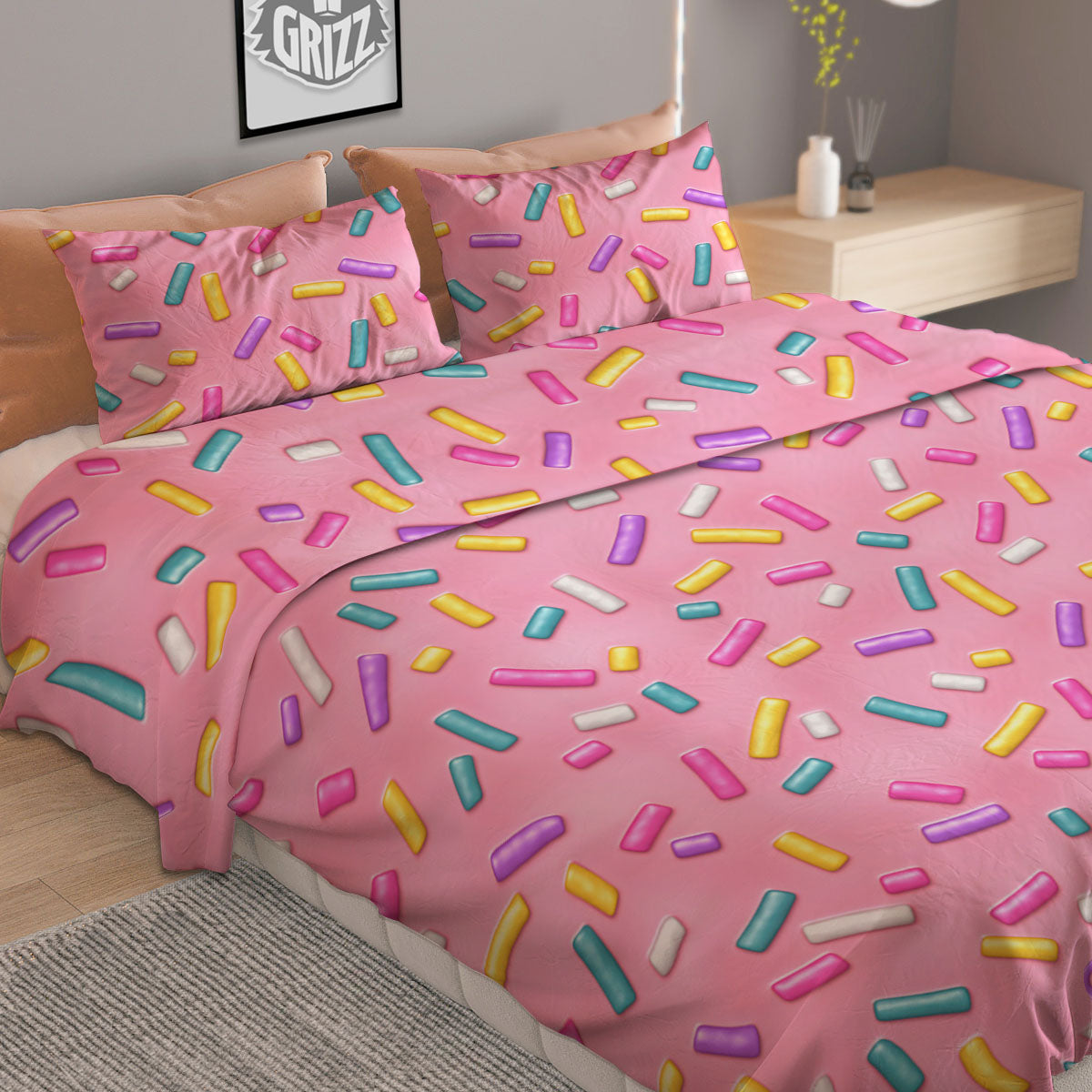 Geometric Leaf Vintage Print Pattern Duvet Cover Bedding Set