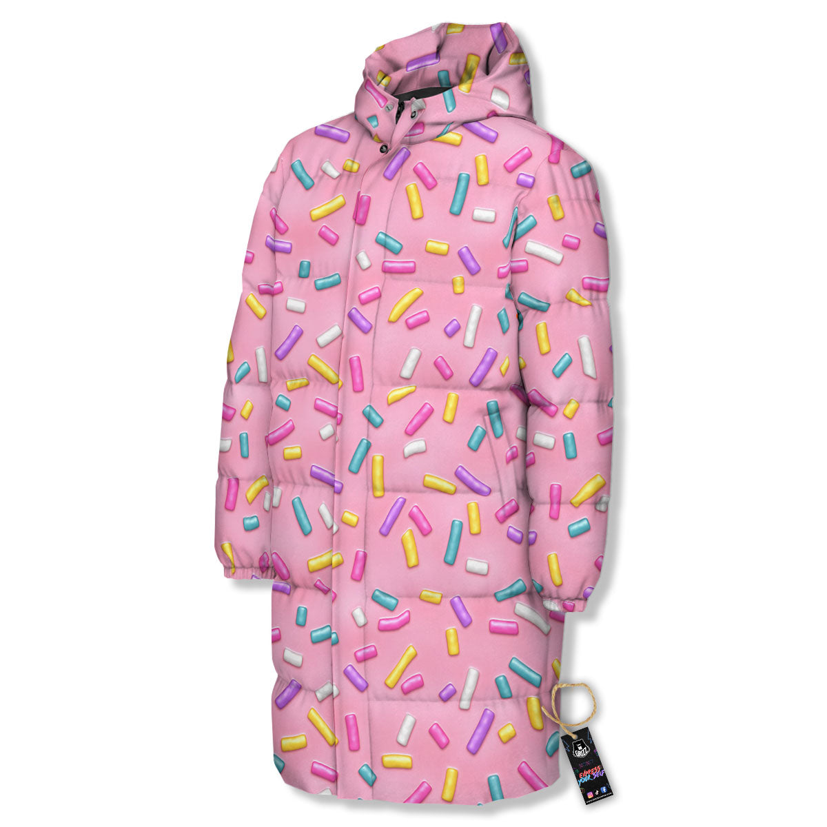 Glazed Donut Pink Print Pattern Long Down Jacket-grizzshop