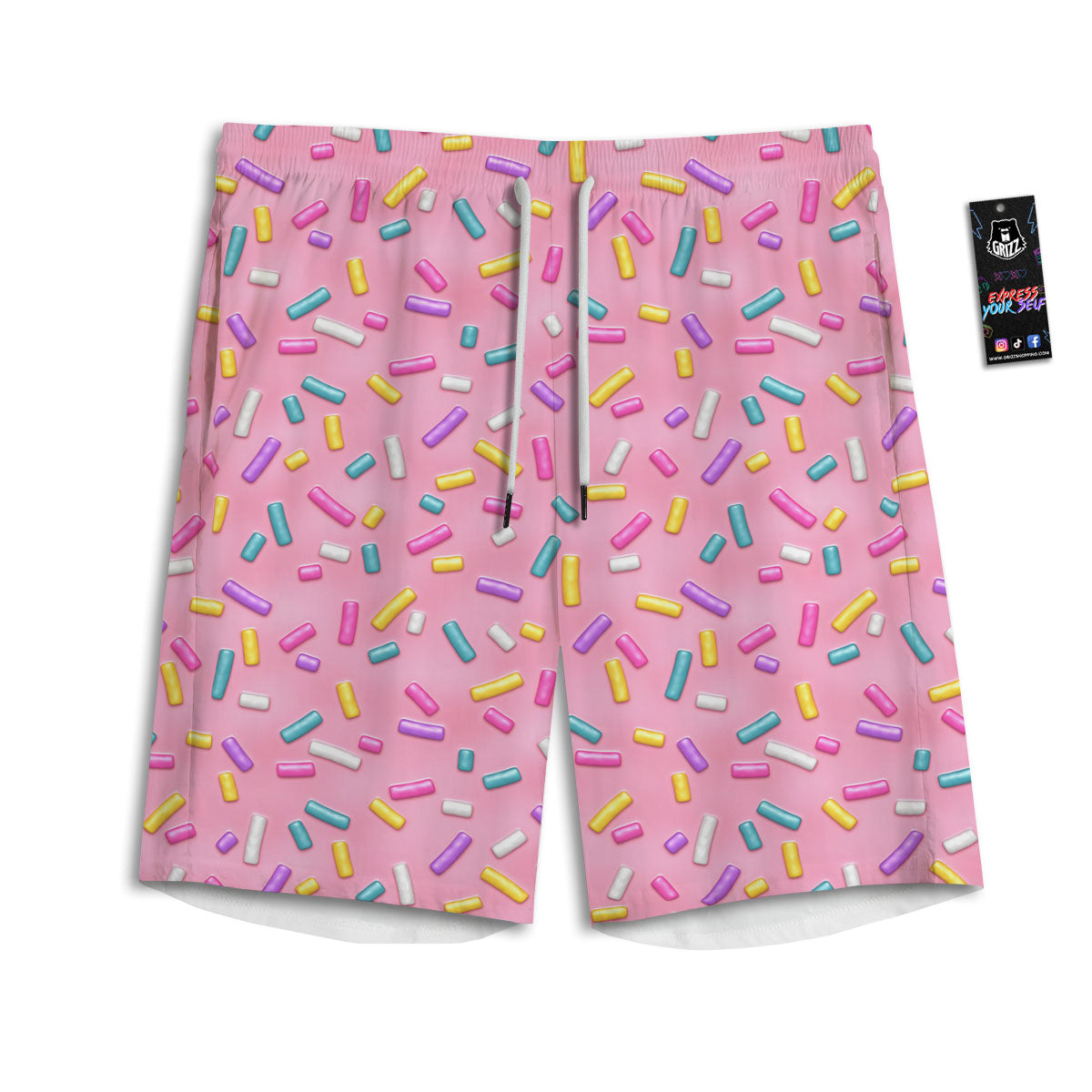 Glazed Donut Pink Print Pattern Men's Athletic Shorts