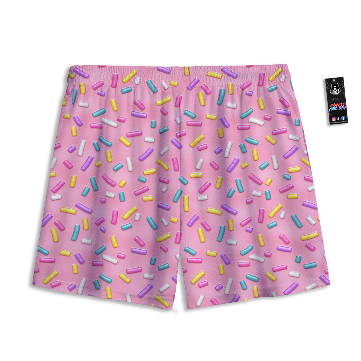 Glazed Donut Pink Print Pattern Mesh Shorts