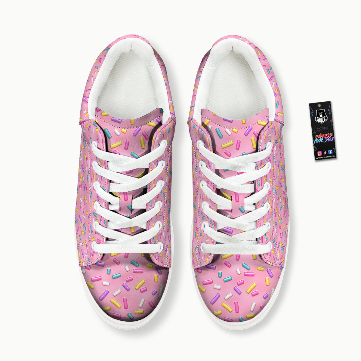 Glazed Donut Pink Print Pattern Platform Shoes-grizzshop