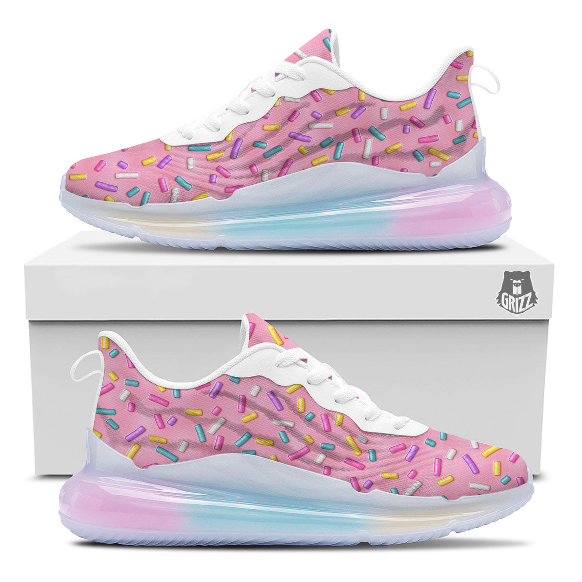 Glazed Donut Pink Print Pattern Running Sneakers-grizzshop