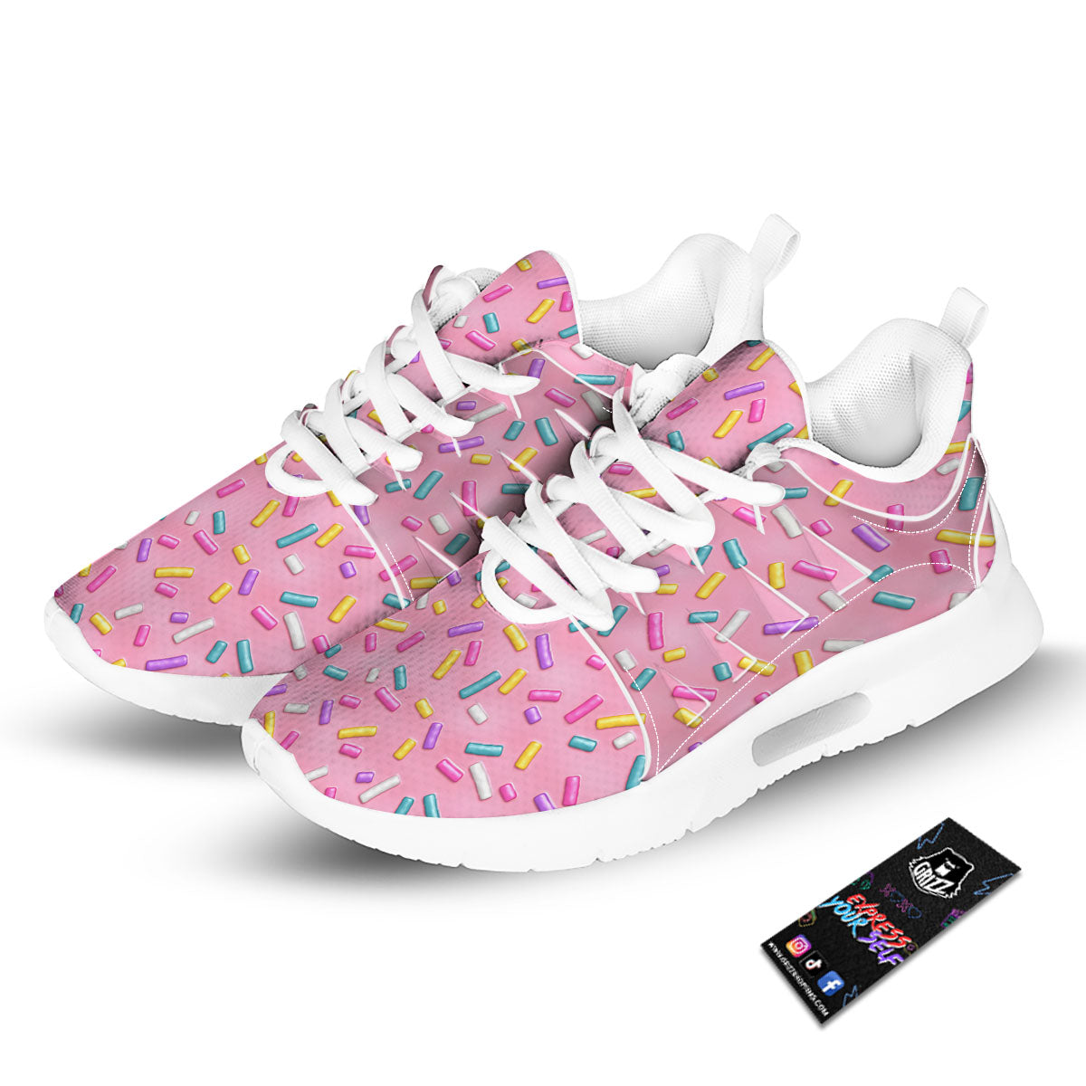 Glazed Donut Pink Print Pattern Tennis Shoes-grizzshop