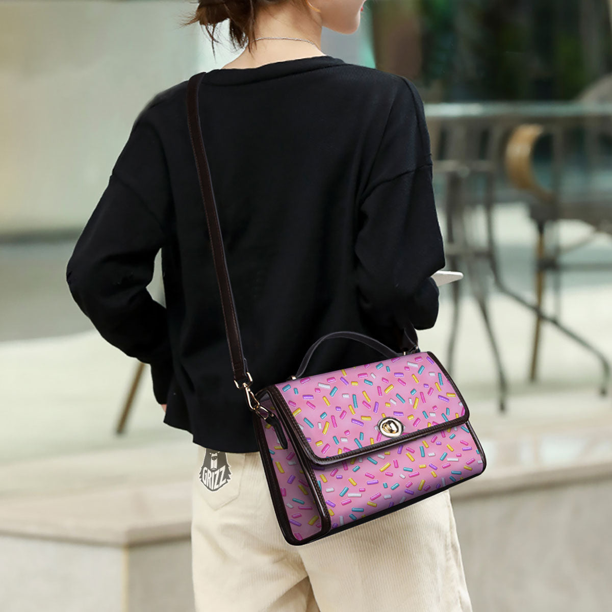 Glazed Donut Pink Print Pattern Women's Satchel Bag