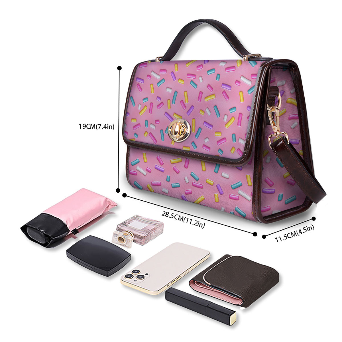 Glazed Donut Pink Print Pattern Women's Satchel Bag