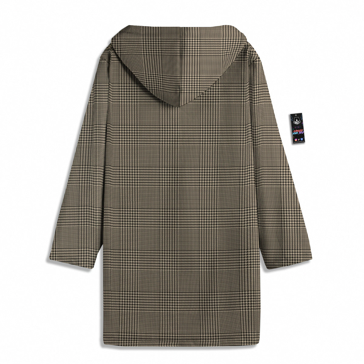 Glen Plaid Beige And Brown Print Men's Windbreaker Jacket-grizzshop