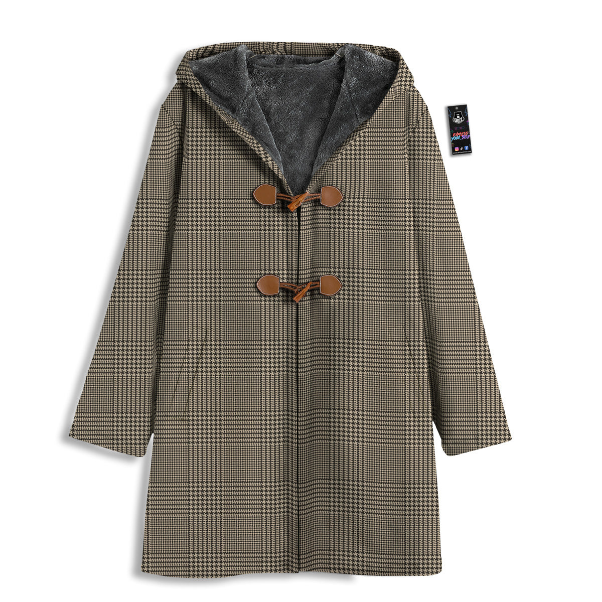 Glen Plaid Beige And Brown Print Men's Windbreaker Jacket-grizzshop