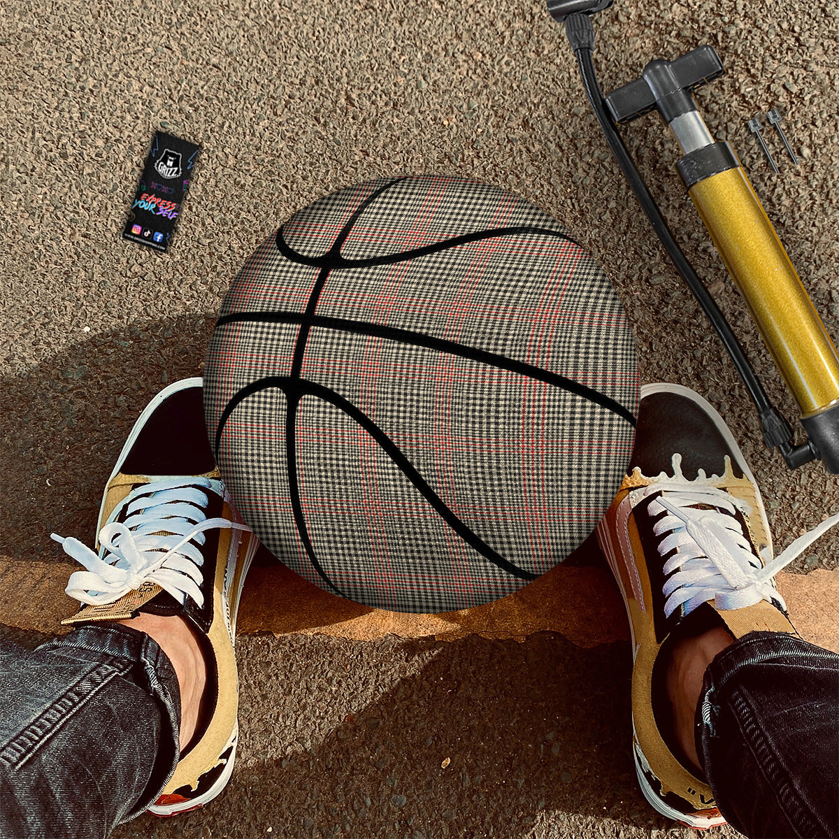 Glen Plaid Brown Beige Print Basketball-grizzshop