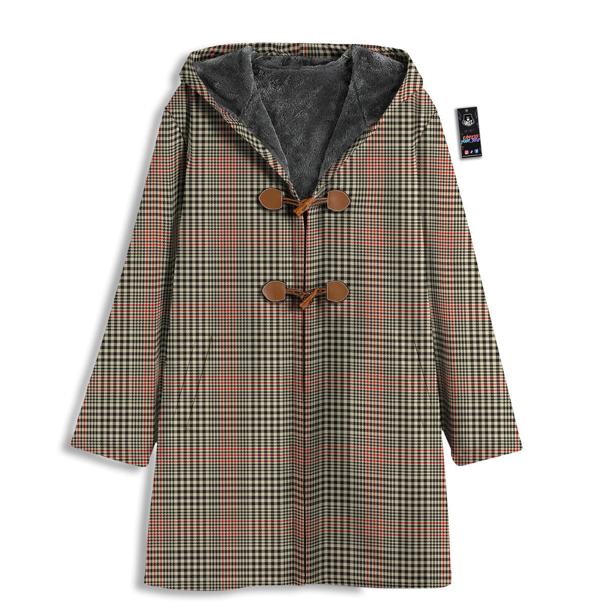 Glen Plaid Brown Beige Print Men's Windbreaker Jacket-grizzshop