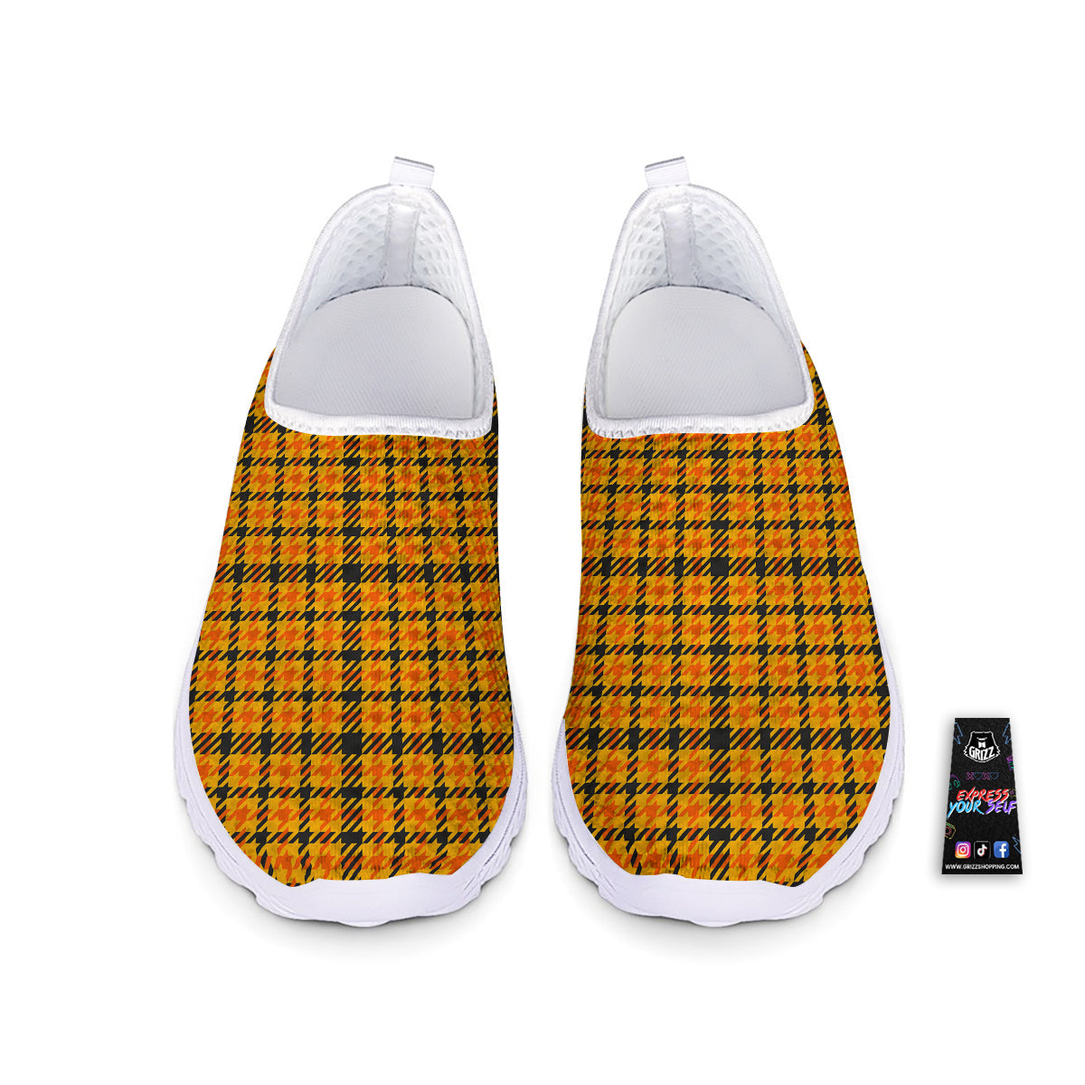 Glen Plaid Houndstooth Halloween Print Pattern Nurse Shoes-grizzshop