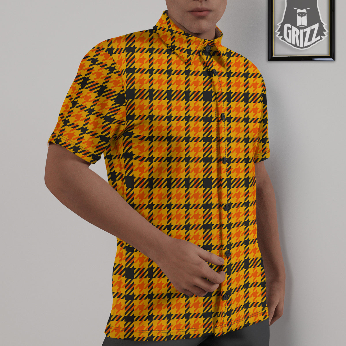 Glen Plaid Houndstooth Halloween Print Pattern Untucked Shirts-grizzshop