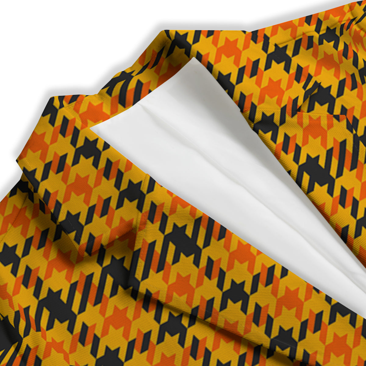 Glen Plaid Houndstooth Halloween Print Pattern Women's Blazer-grizzshop