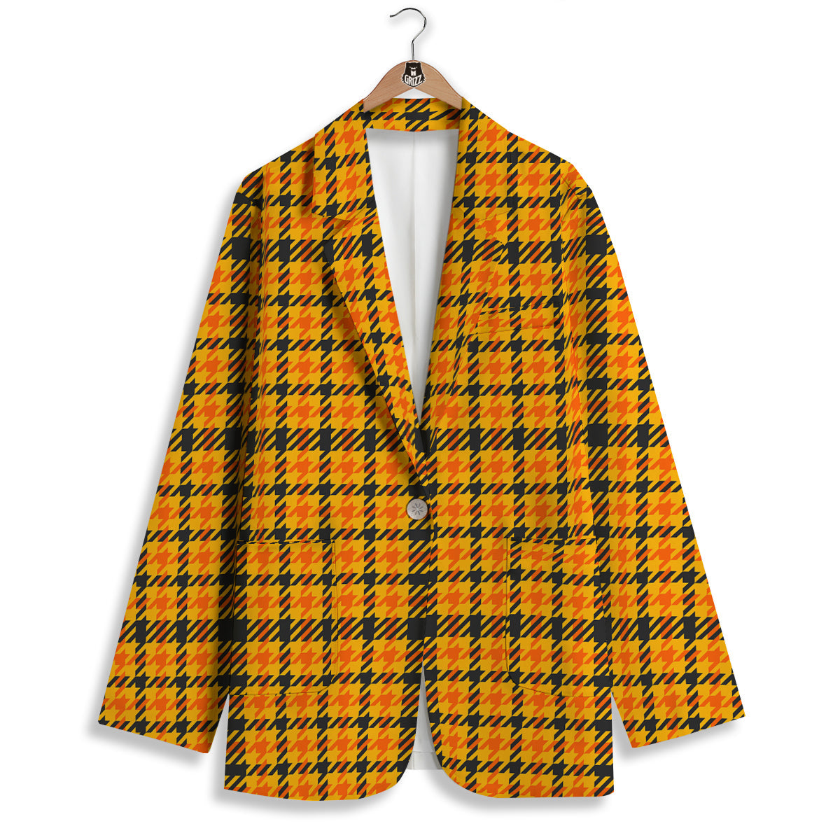 Glen Plaid Houndstooth Halloween Print Pattern Women's Blazer-grizzshop