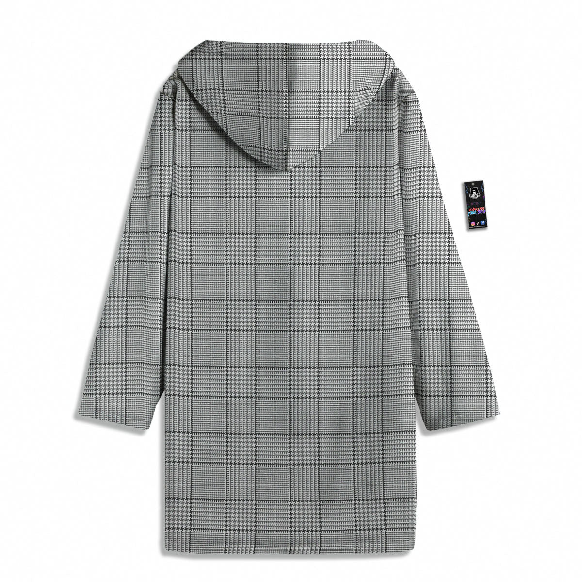Glen Plaid White And Black Print Men's Windbreaker Jacket-grizzshop