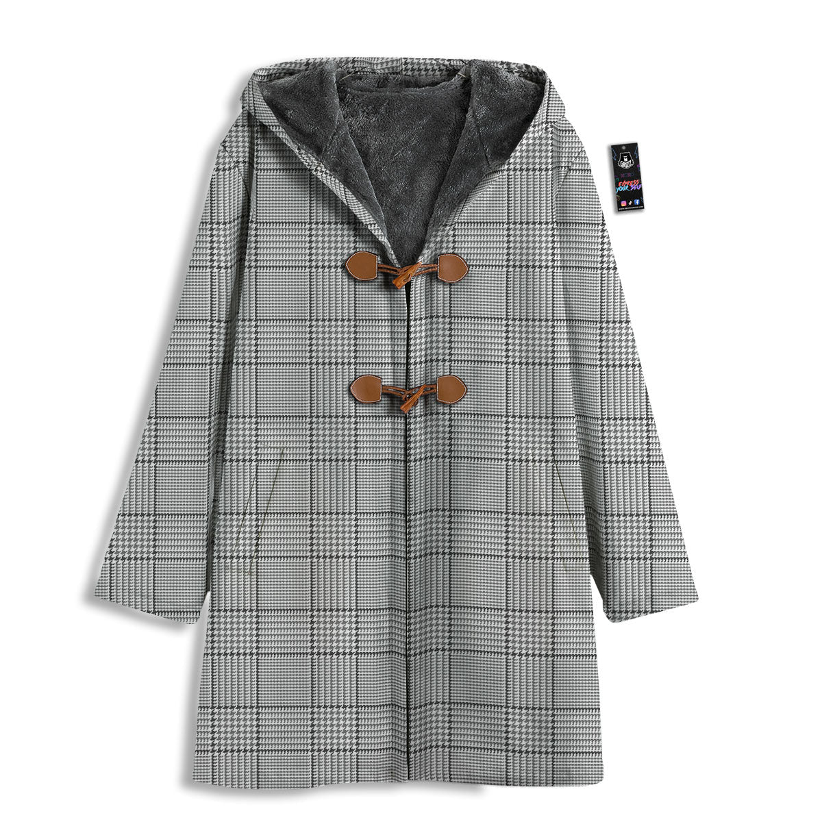 Glen Plaid White And Black Print Men's Windbreaker Jacket-grizzshop