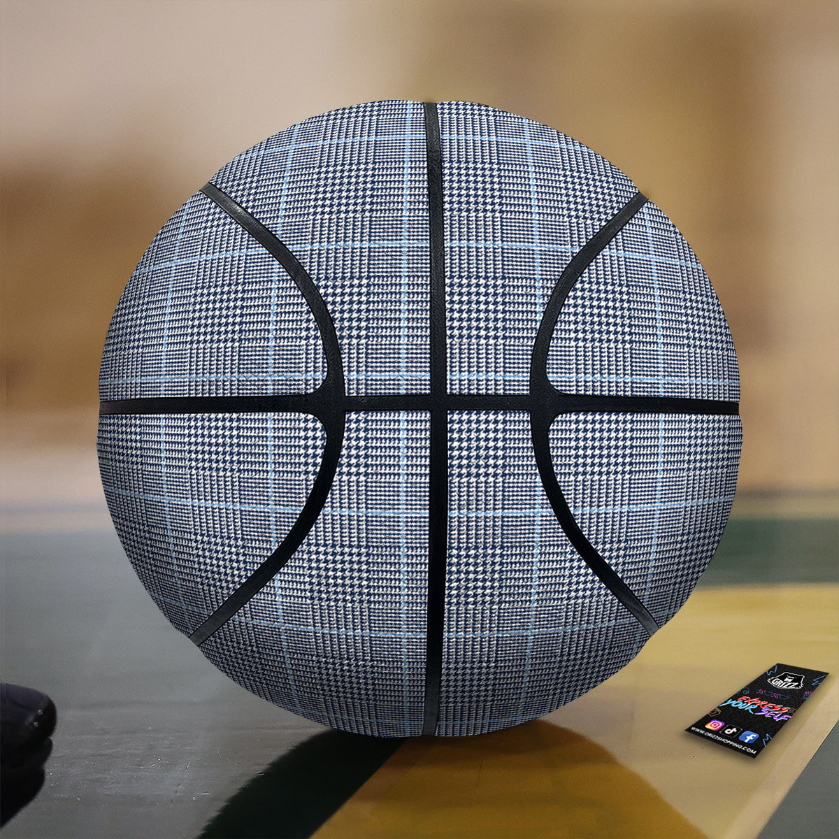 Glen Plaid White And Blue Print Basketball-grizzshop