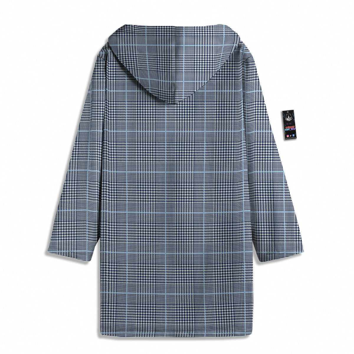 Glen Plaid White And Blue Print Men's Windbreaker Jacket-grizzshop