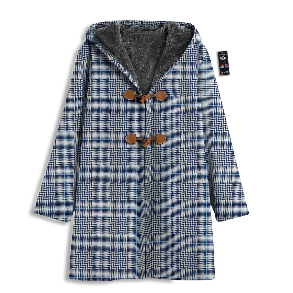 Glen Plaid White And Blue Print Men's Windbreaker Jacket-grizzshop