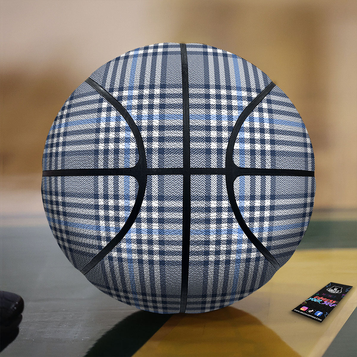 Glen Plaid White And Navy Print Basketball-grizzshop