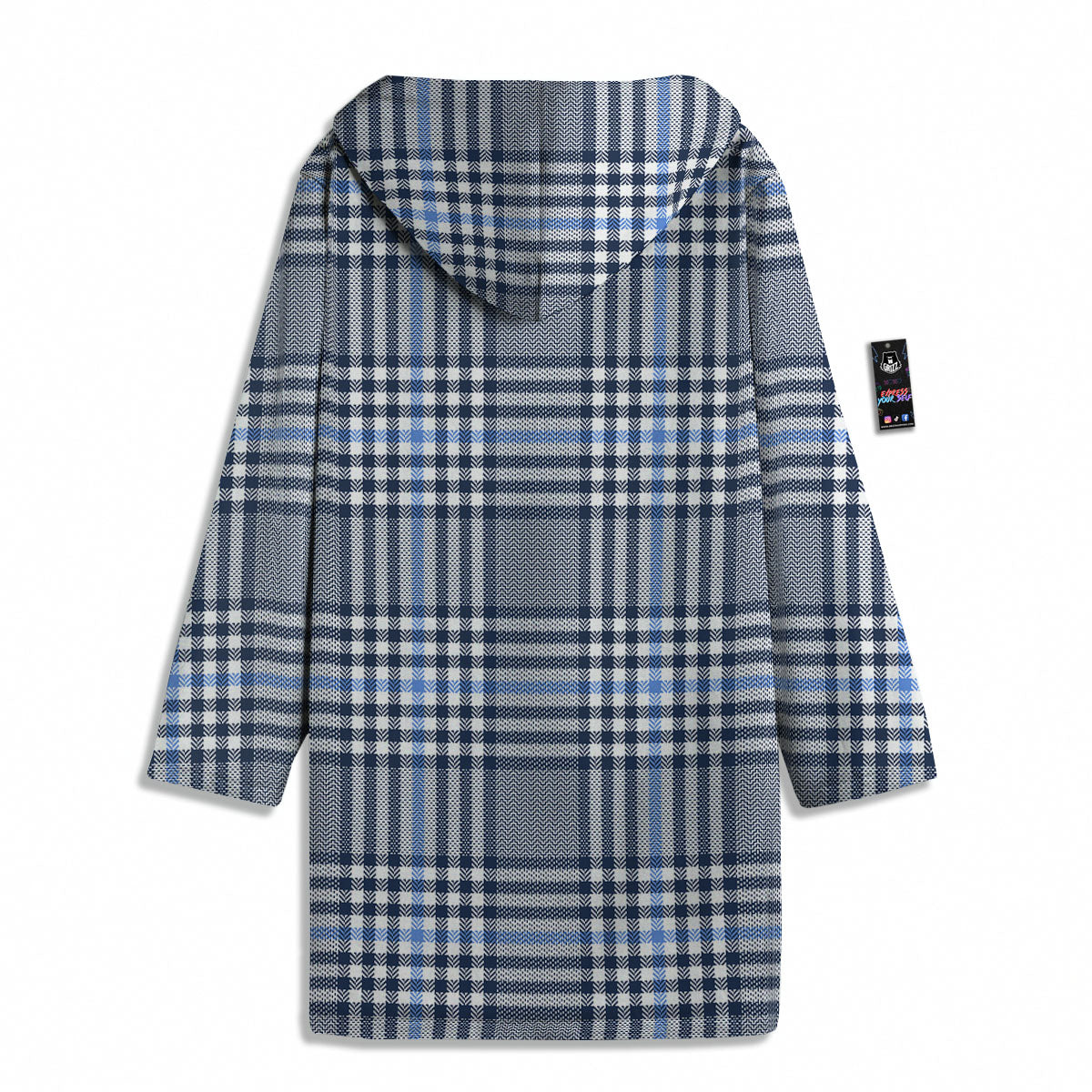 Glen Plaid White And Navy Print Men's Windbreaker Jacket-grizzshop