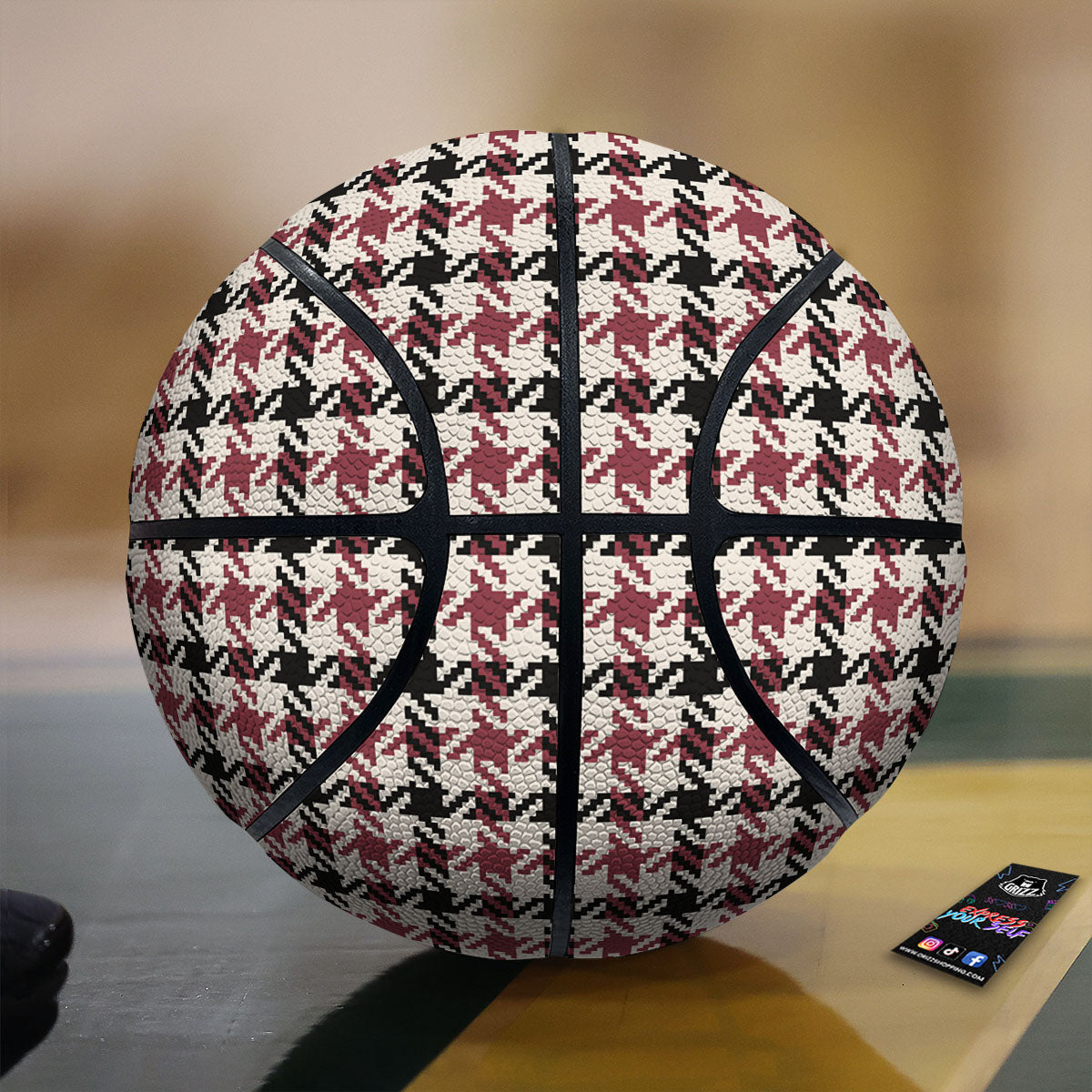 Glen Plaid White And Red Print Basketball-grizzshop