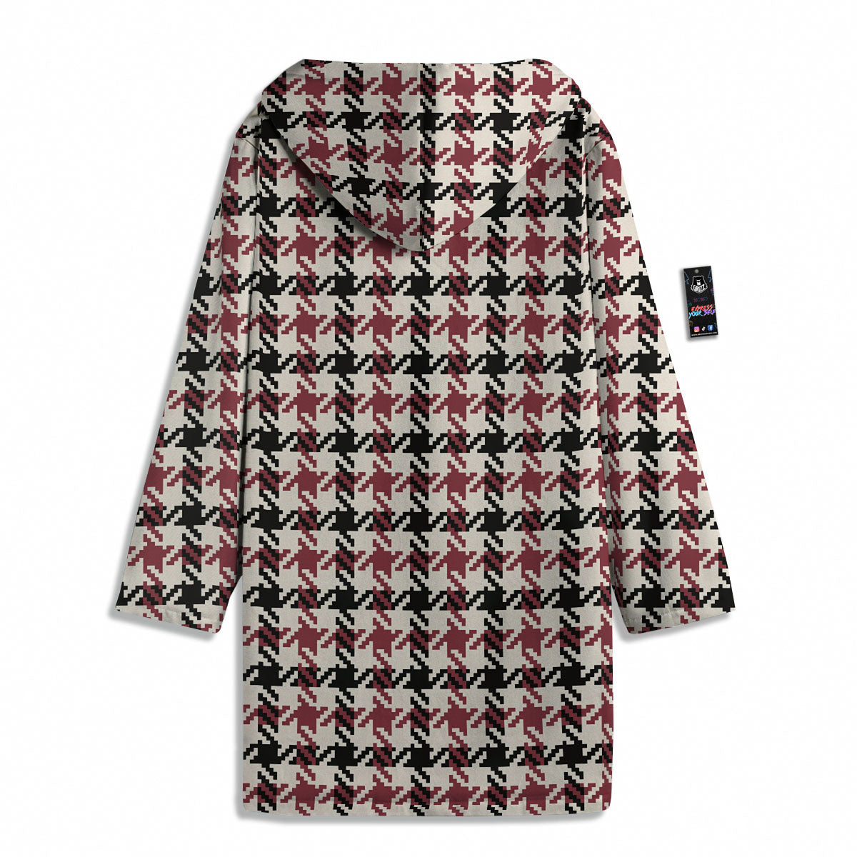 Glen Plaid White And Red Print Men's Windbreaker Jacket-grizzshop