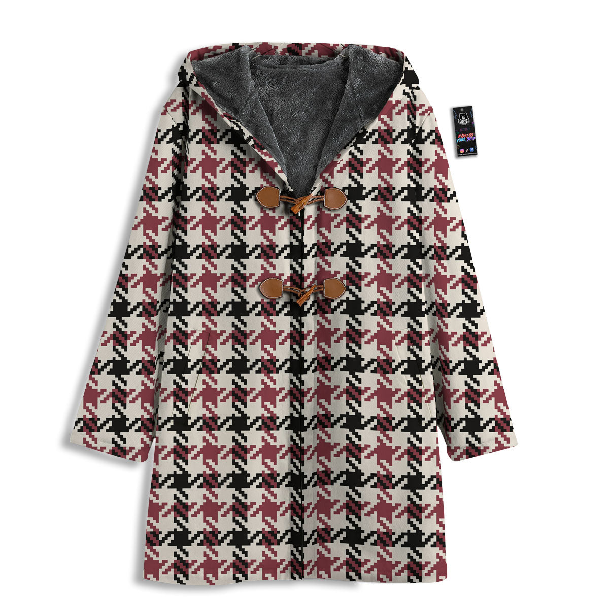 Glen Plaid White And Red Print Men's Windbreaker Jacket-grizzshop