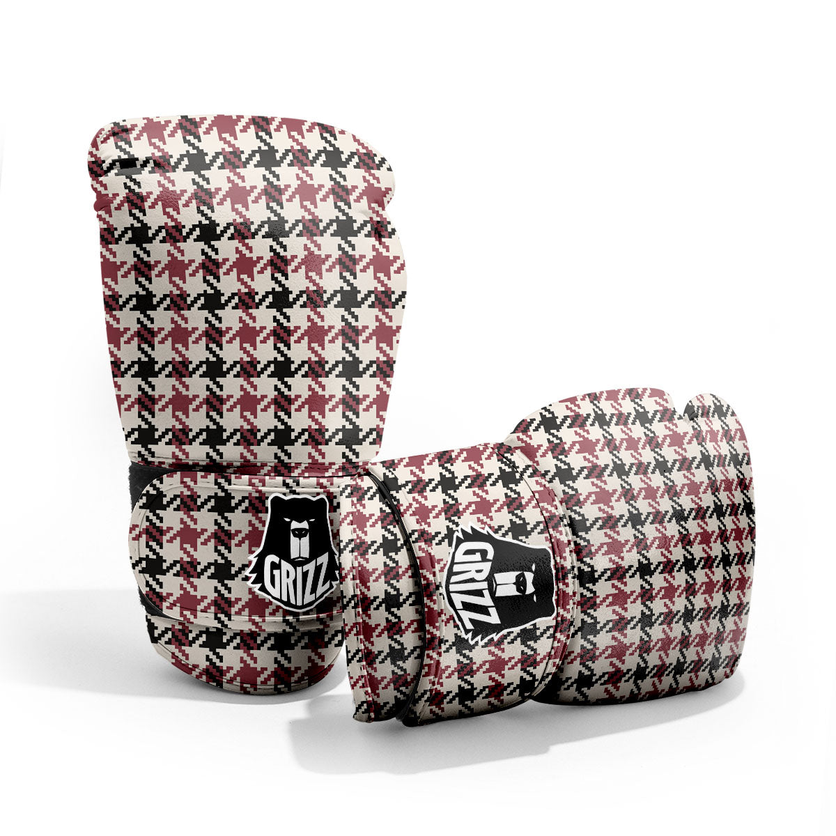 Glen Plaid White And Red Print Pro Boxing Glove
