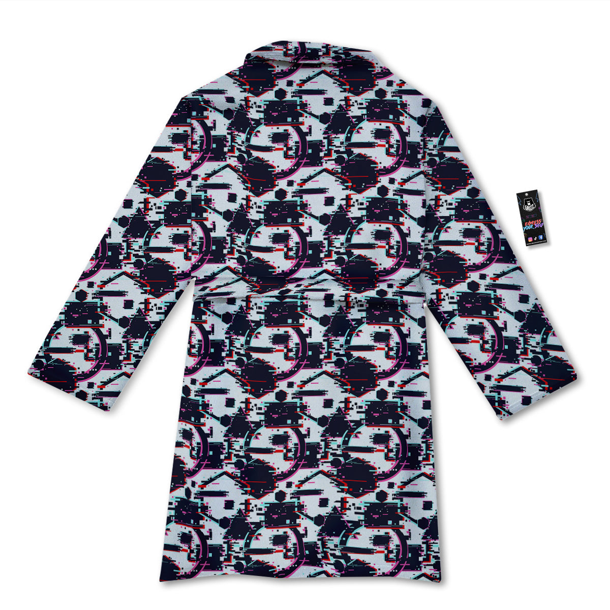 Glitch Effect Print Pattern Bathrobe-grizzshop