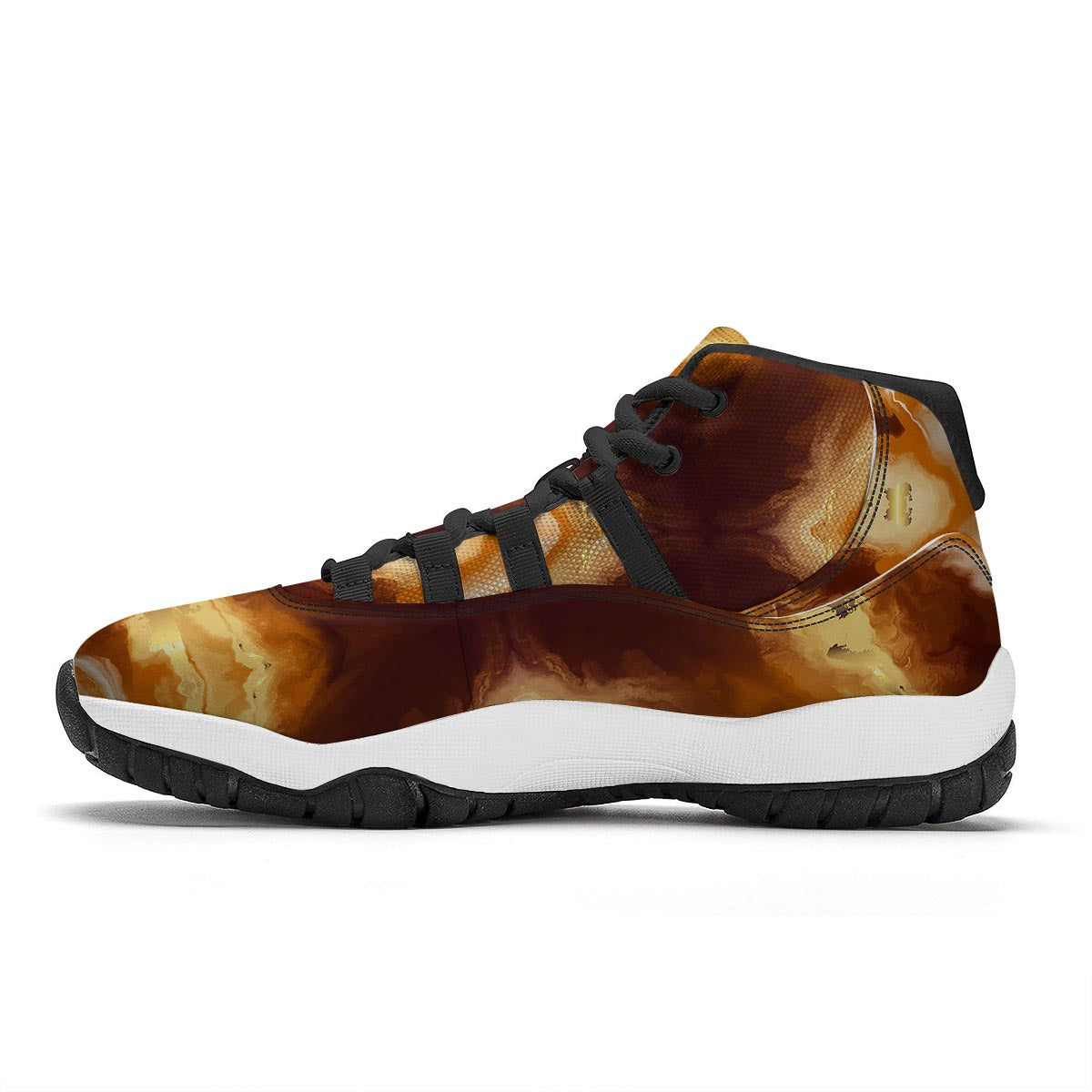 Glitch Effect Print Pattern Black Bball Shoes-grizzshop