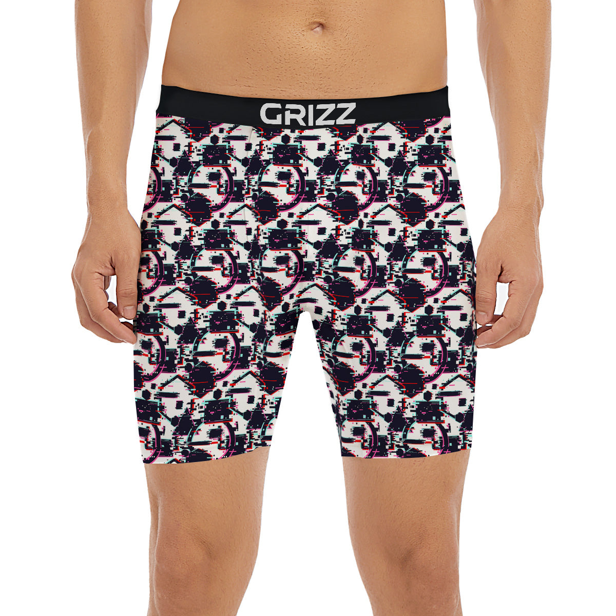 Glitch Effect Print Pattern Boxer Briefs-grizzshop