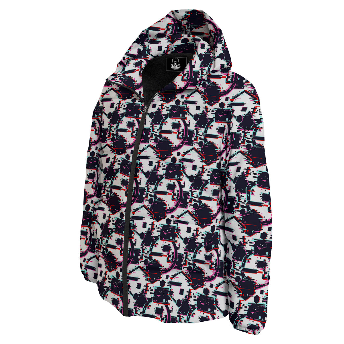 Glitch Effect Print Pattern Down Jacket-grizzshop
