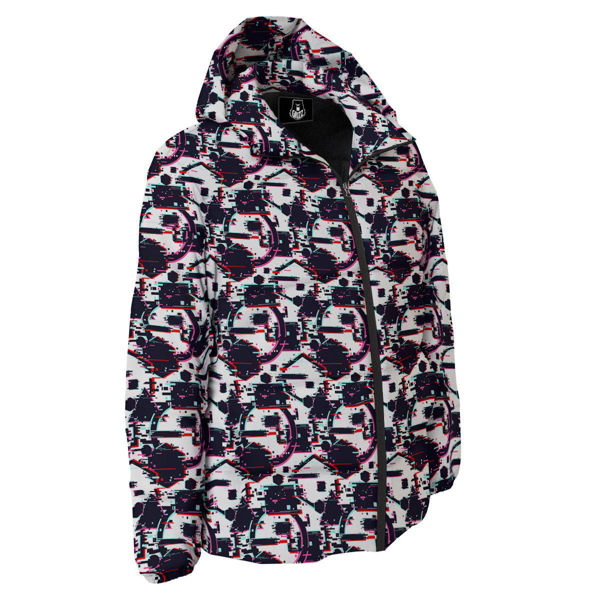 Glitch Effect Print Pattern Down Jacket-grizzshop
