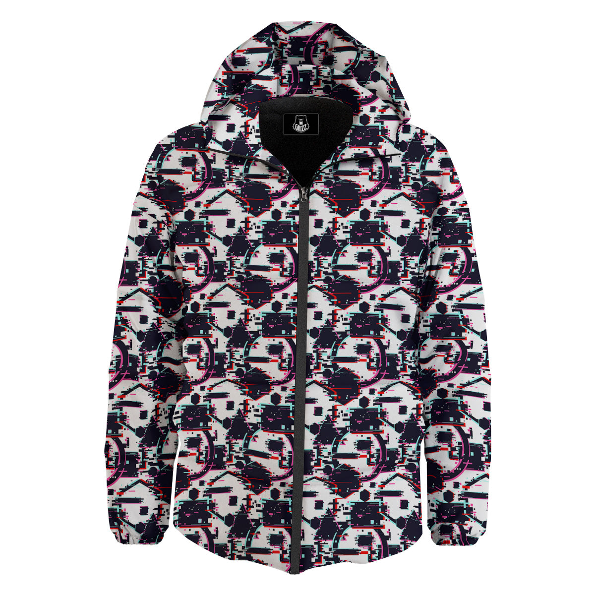 Glitch Effect Print Pattern Down Jacket-grizzshop