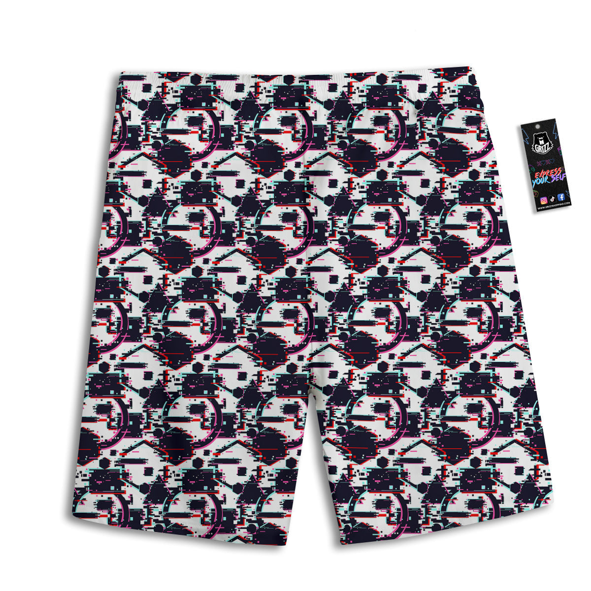 Glitch Effect Print Pattern Men's Athletic Shorts-grizzshop