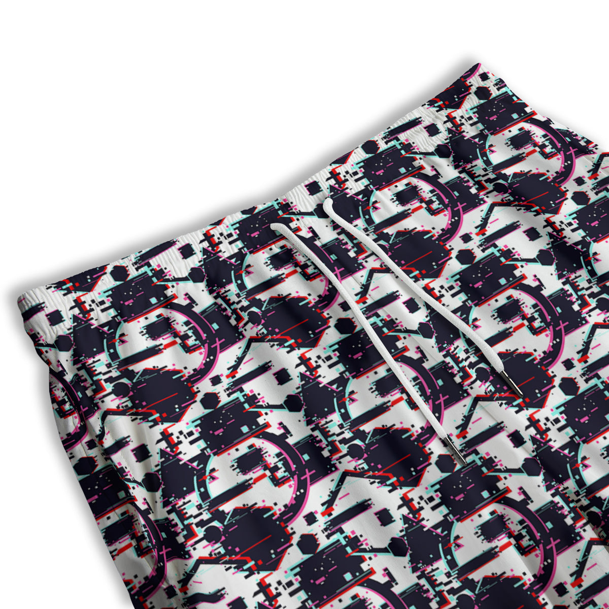 Glitch Effect Print Pattern Men's Athletic Shorts-grizzshop