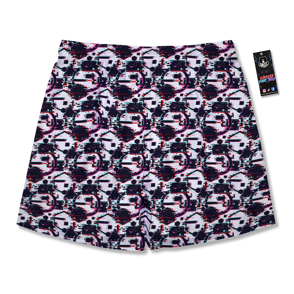 Glitch Effect Print Pattern Men's Running Shorts-grizzshop
