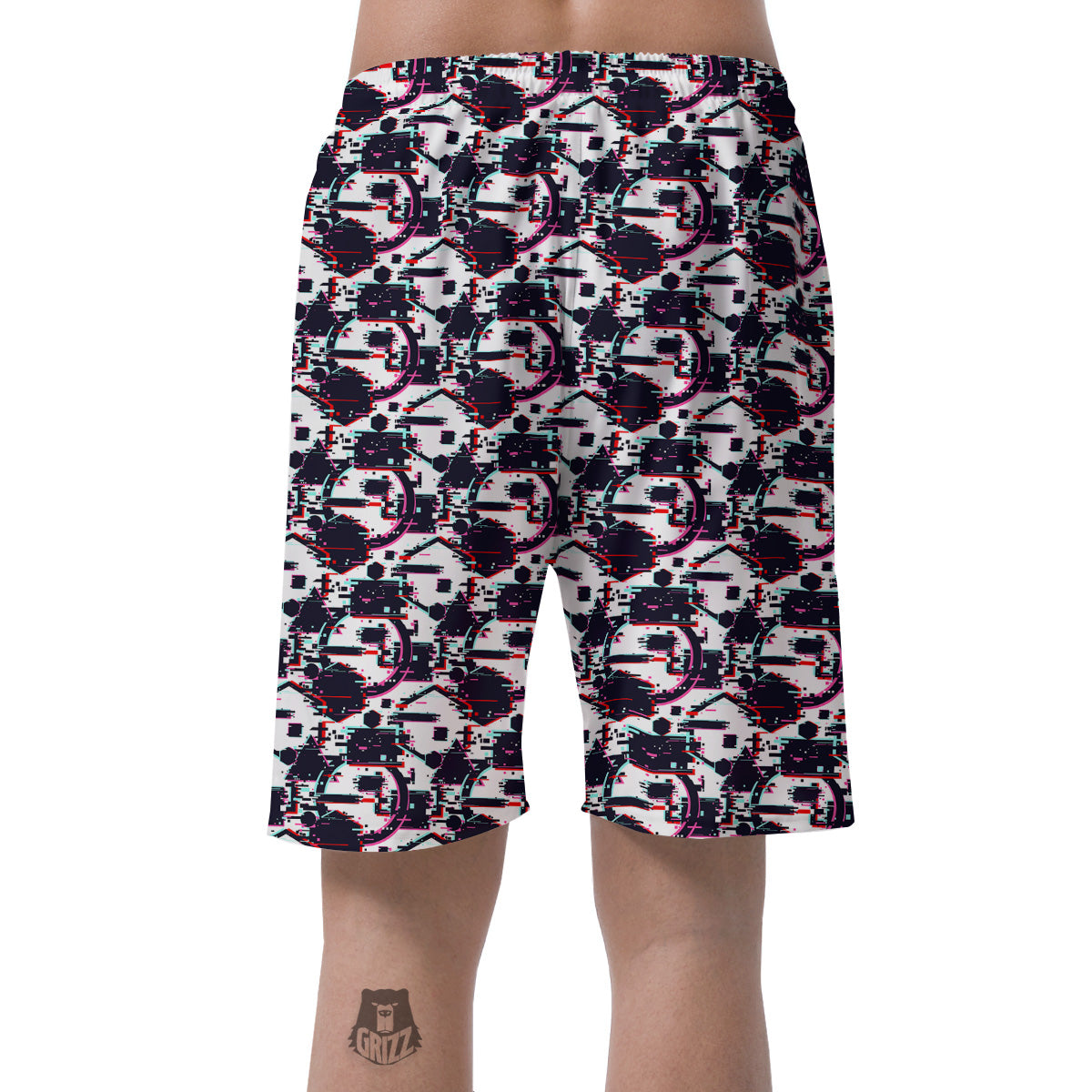Glitch Effect Print Pattern Men's Shorts-grizzshop