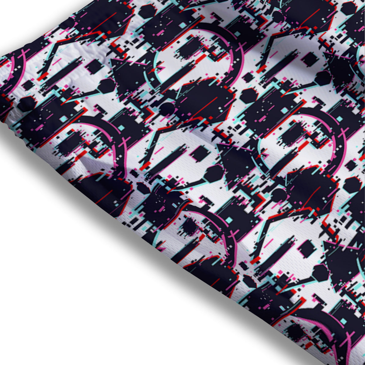 Glitch Effect Print Pattern Mesh Shorts-grizzshop