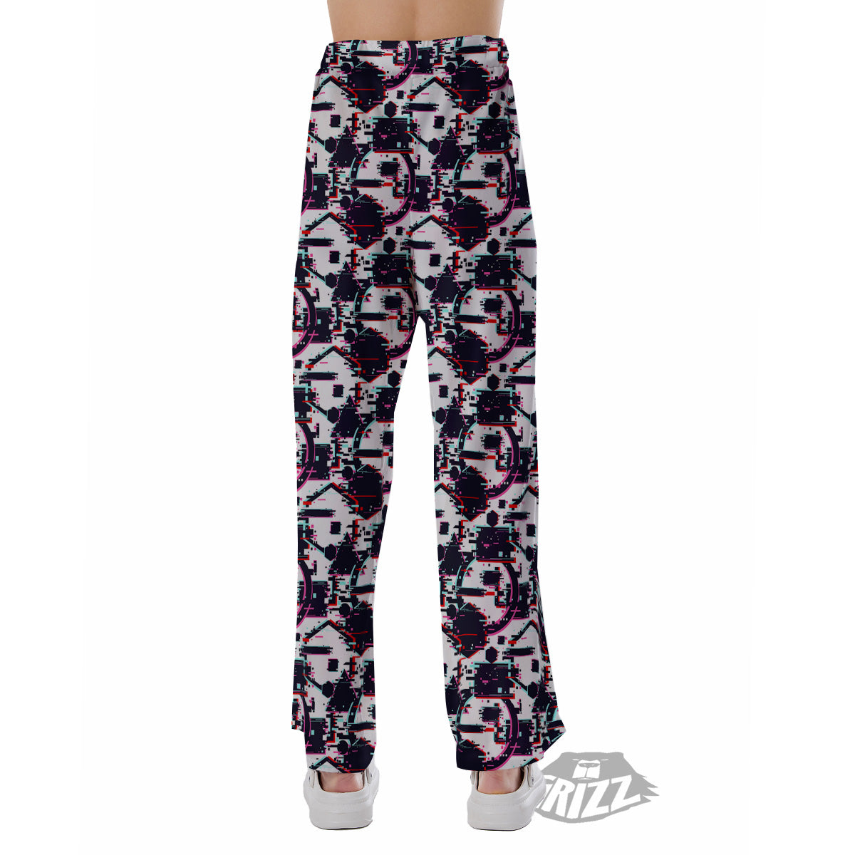 Glitch Effect Print Pattern Pajama Pants-grizzshop