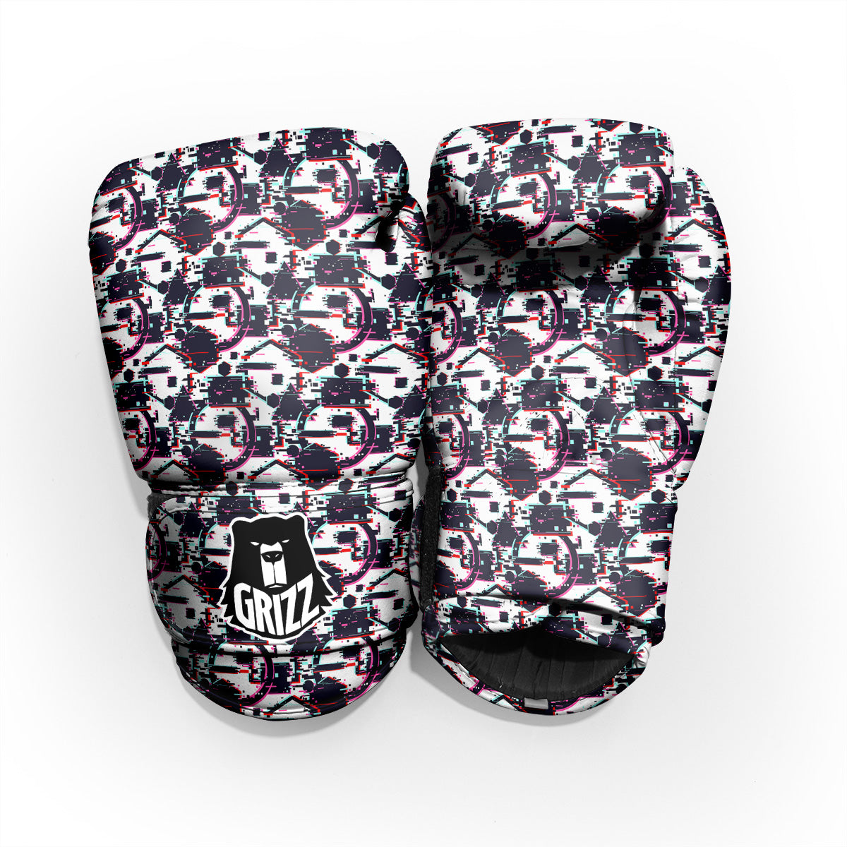 Glitch Effect Print Pattern Sparring Gloves-grizzshop