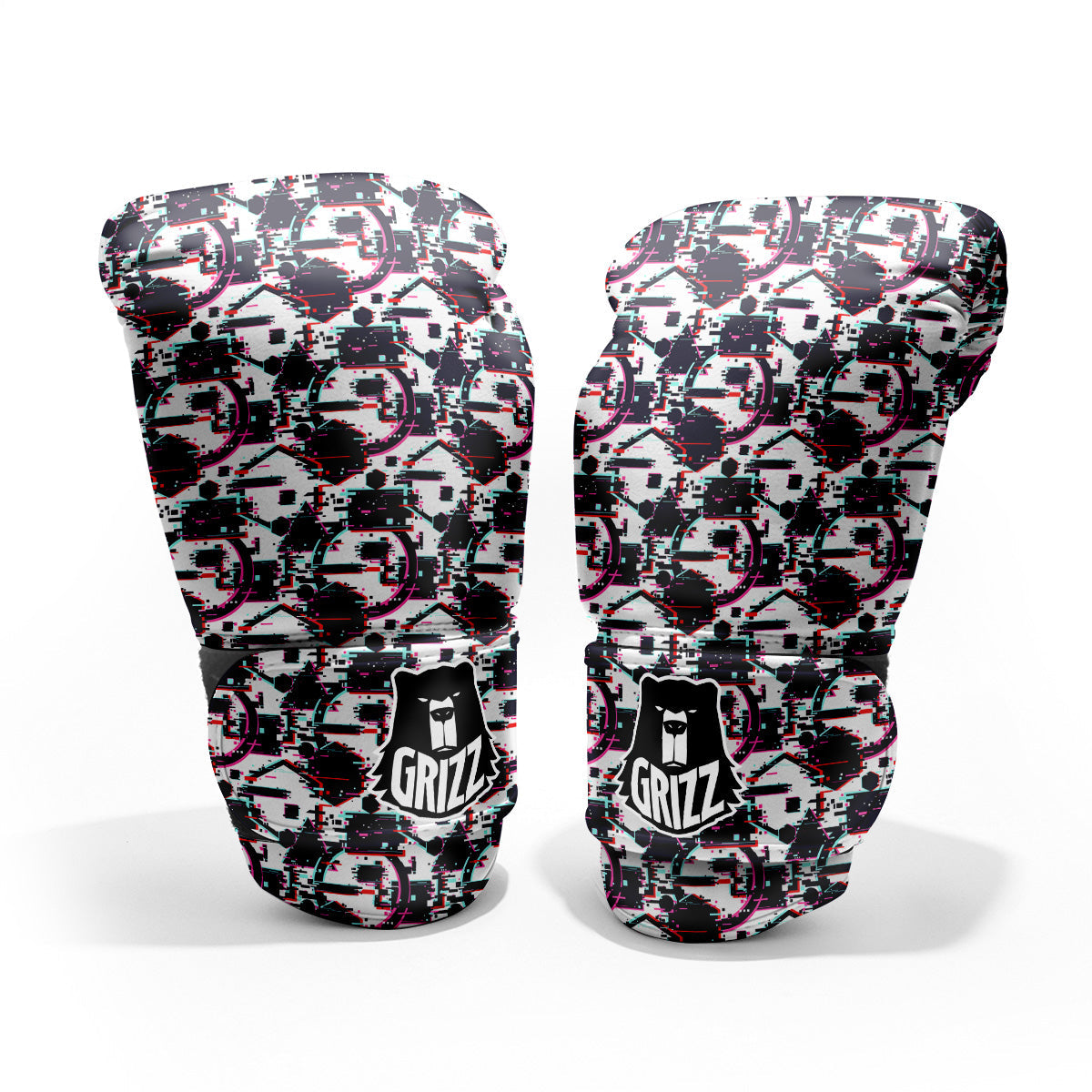 Glitch Effect Print Pattern Sparring Gloves-grizzshop