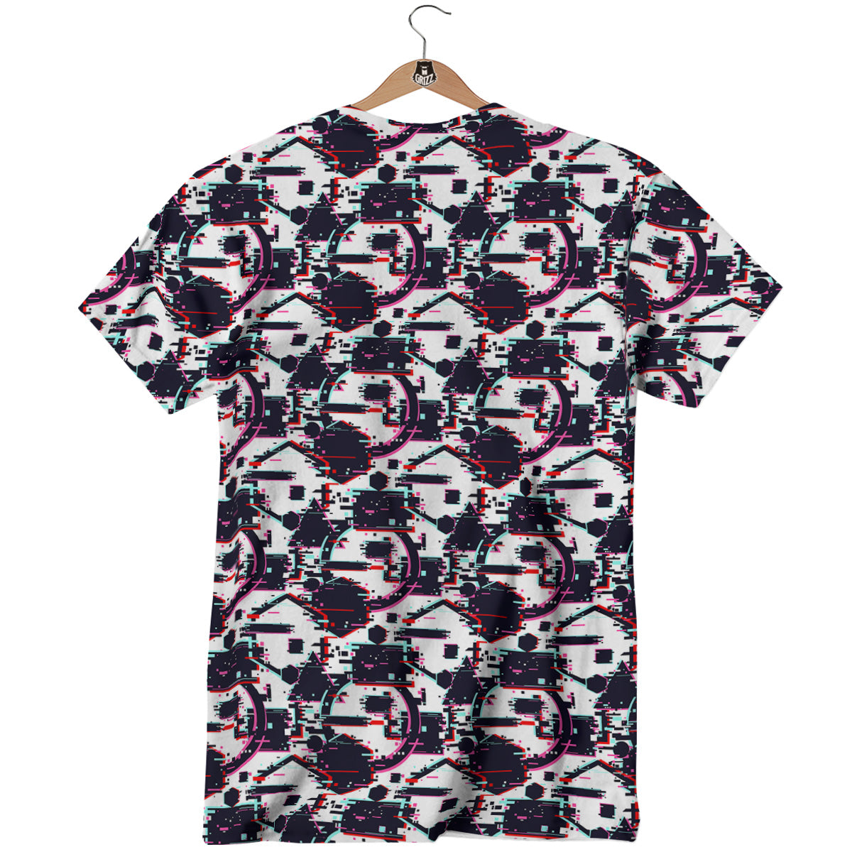Glitch Effect Print Pattern T-Shirt-grizzshop