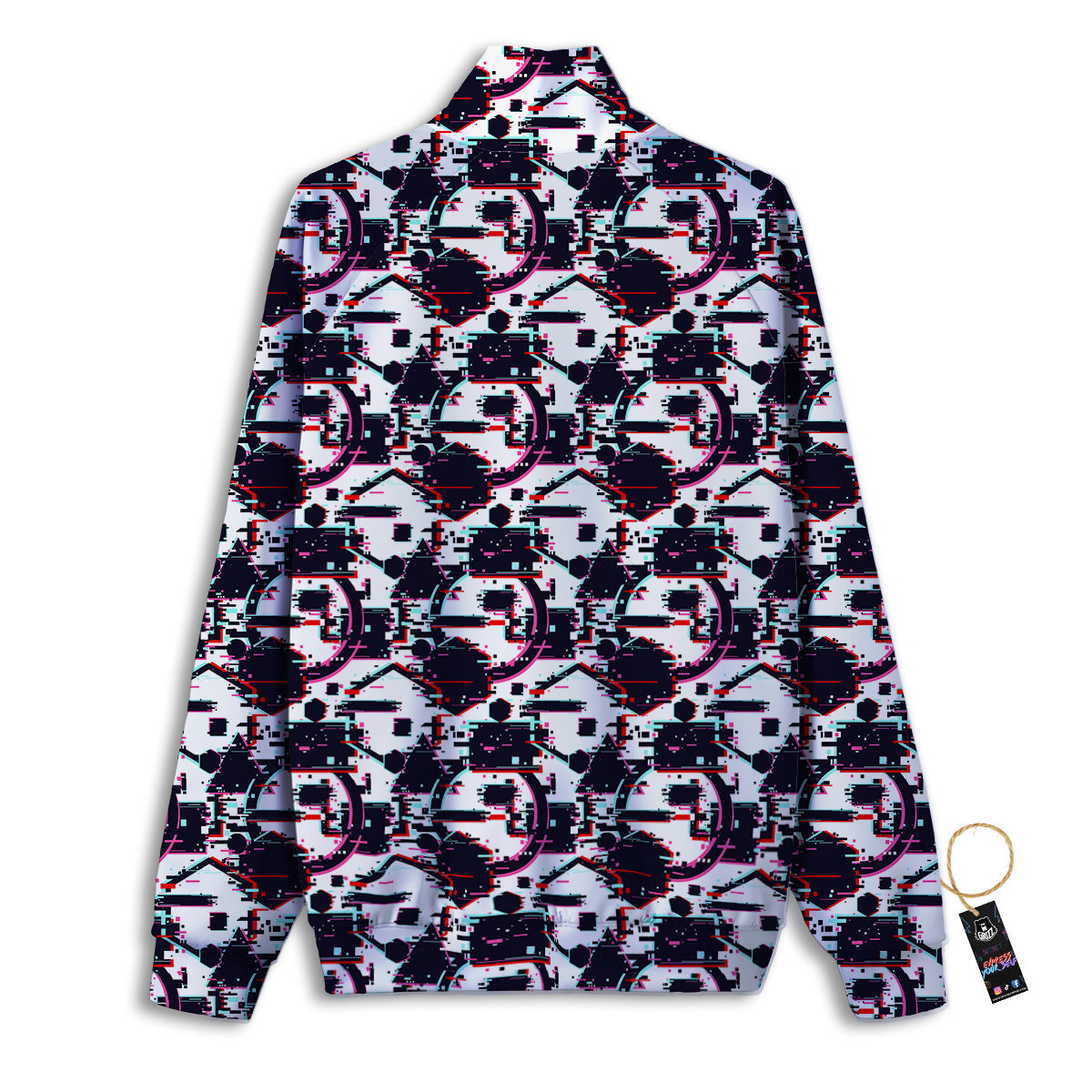 Glitch Effect Print Pattern Track Jacket-grizzshop