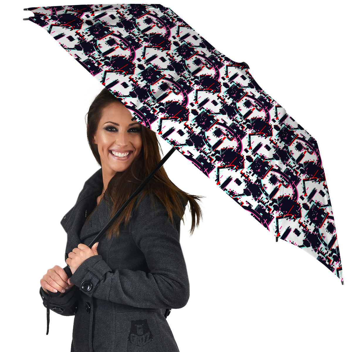 Glitch Effect Print Pattern Umbrella-grizzshop