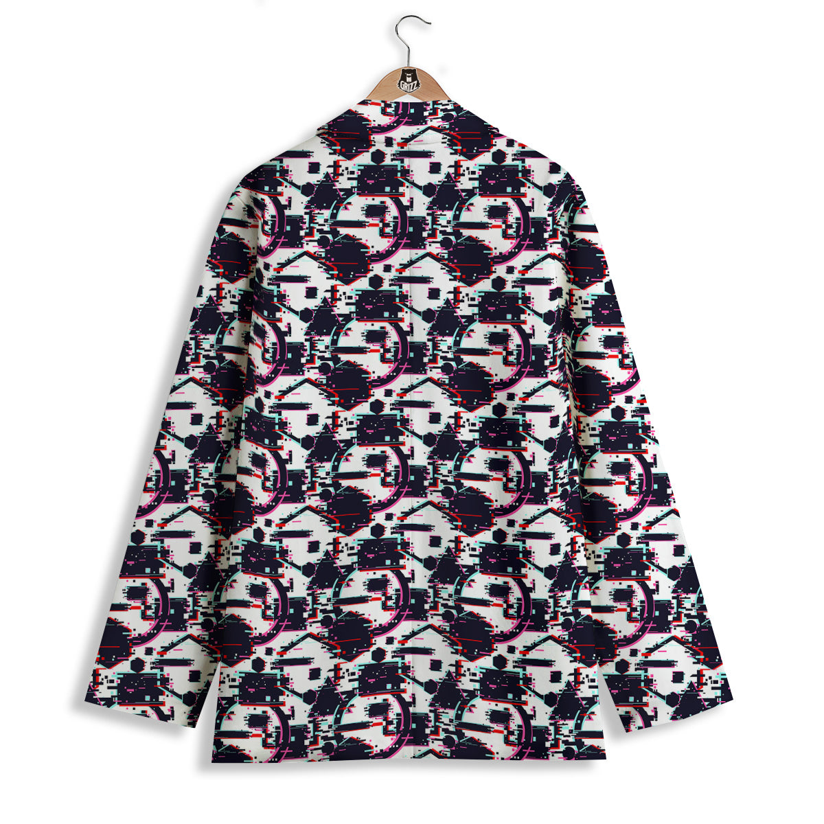 Glitch Effect Print Pattern Women's Blazer-grizzshop