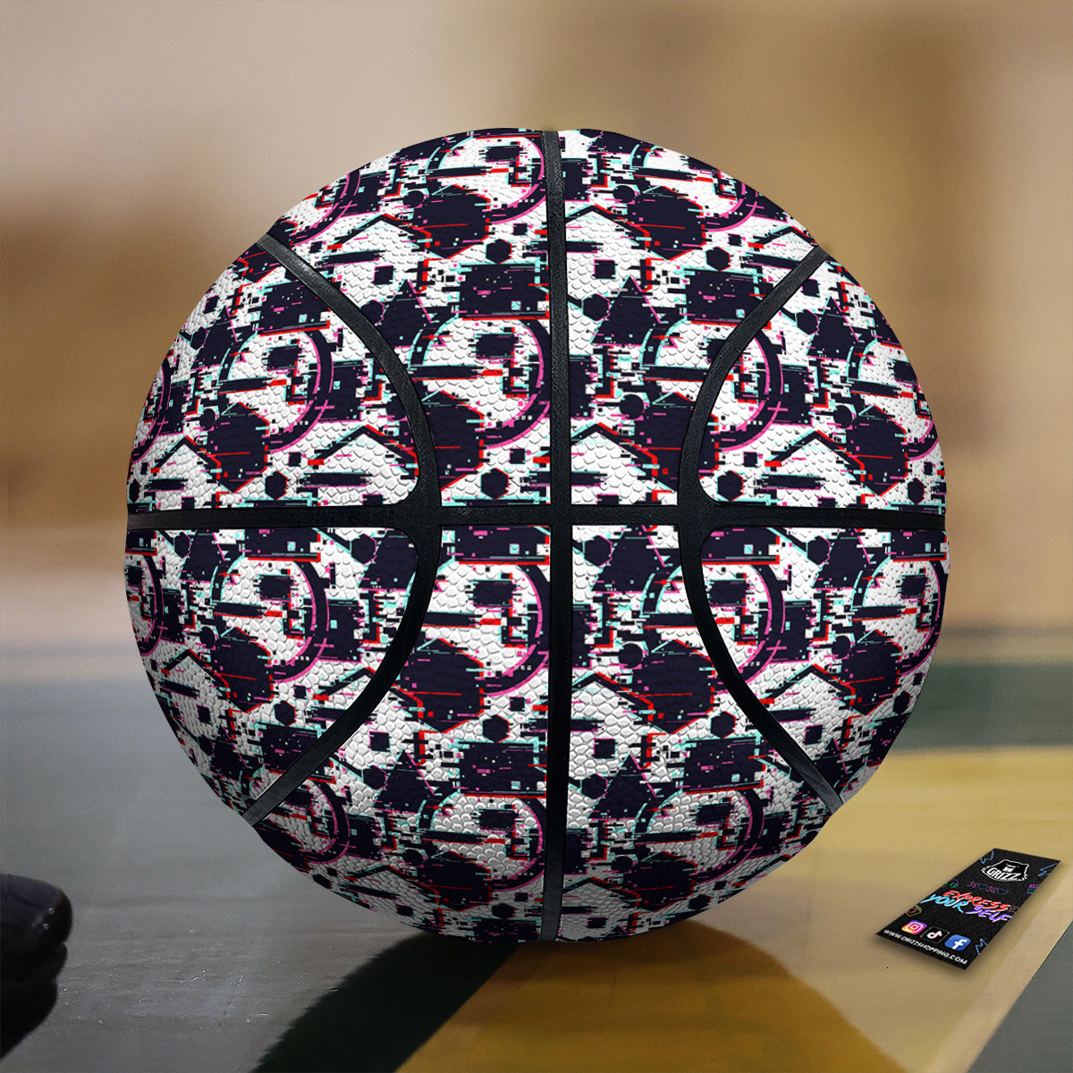 Glitch Effect Print Pattern Basketball