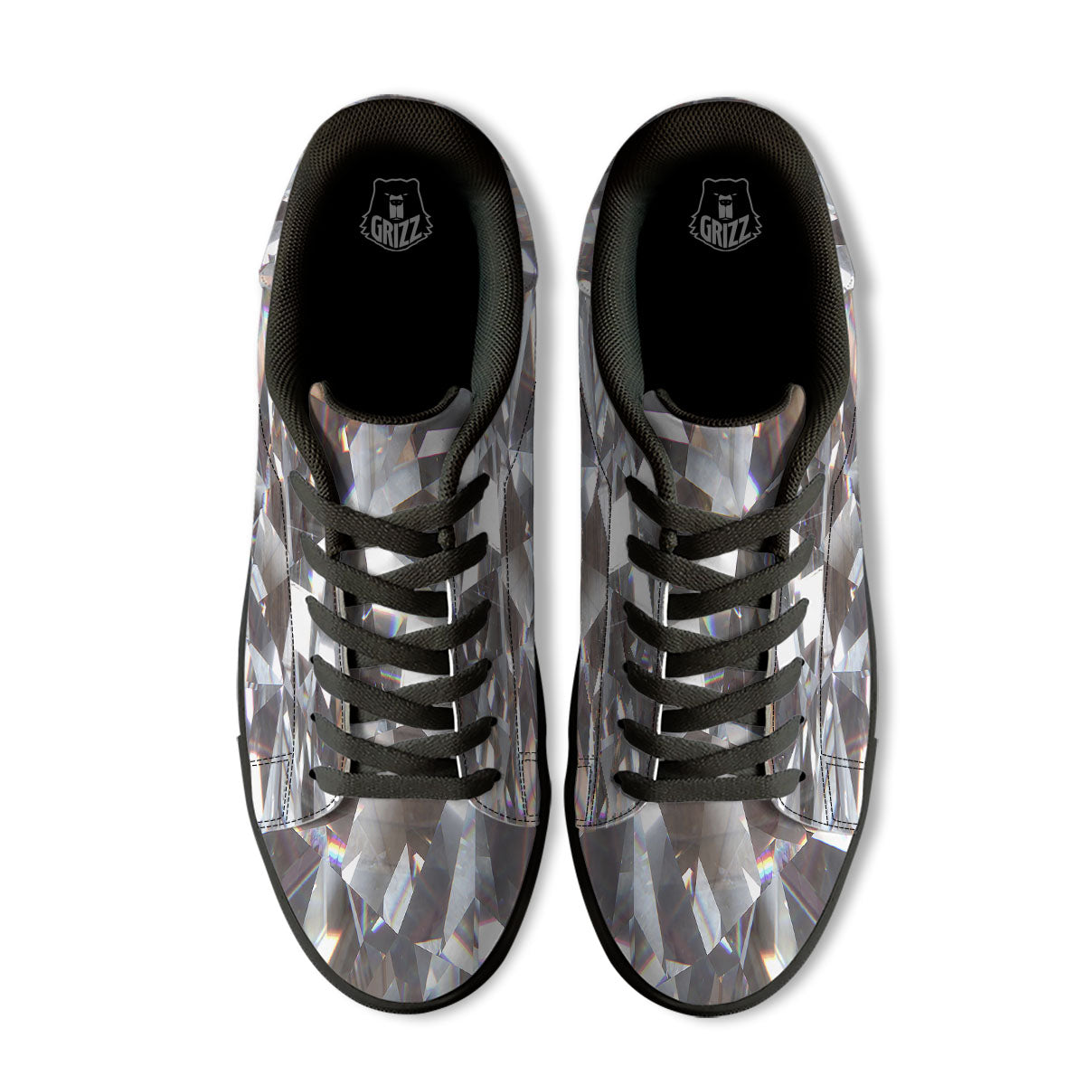 Glitter Artwork Diamond Print Black Low Top Sneakers-grizzshop