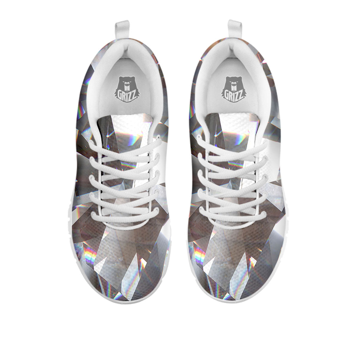 Glitter Artwork Diamond Print White Sneaker-grizzshop