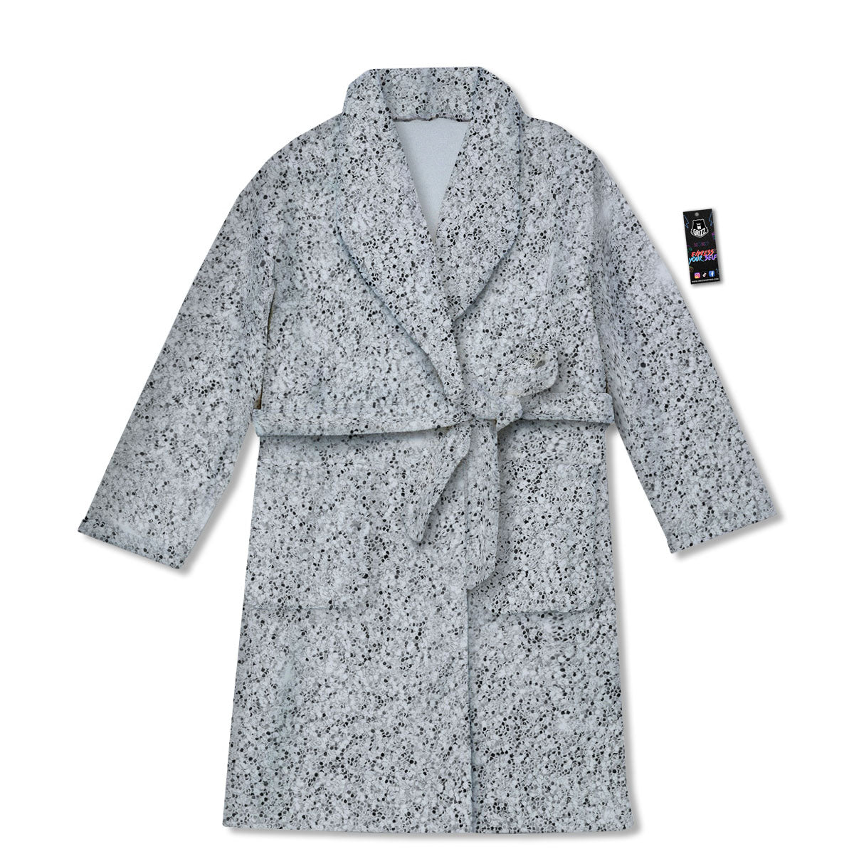 Glitter Artwork Light Silver Print Bathrobe-grizzshop